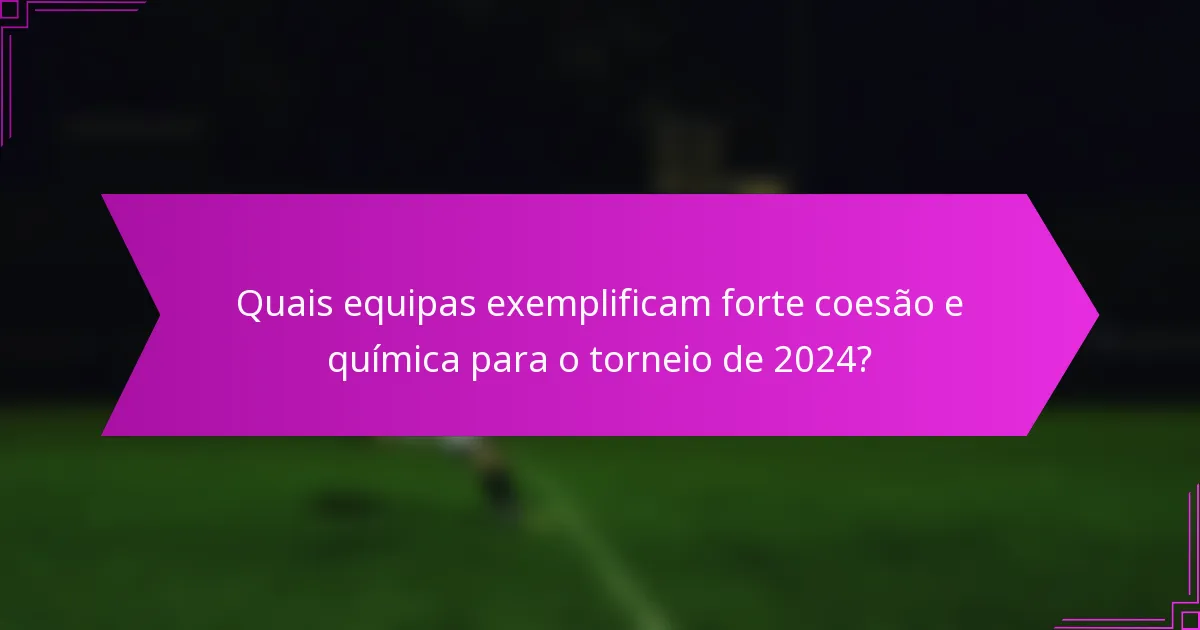 Quais equipas exemplificam forte coesão e química para o torneio de 2024?